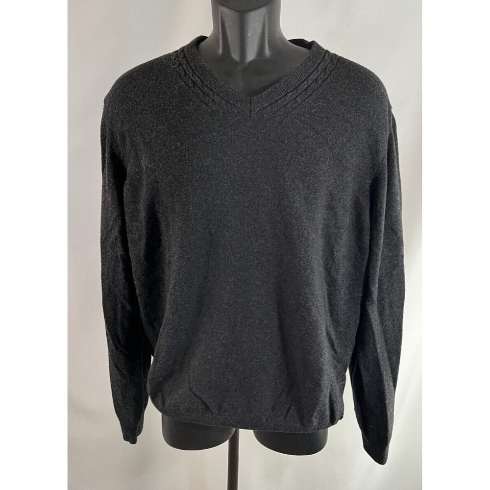 Mens Jos A Bank Dark Gray Italian Yarn Wool Blend Pullover Sweater Size XL